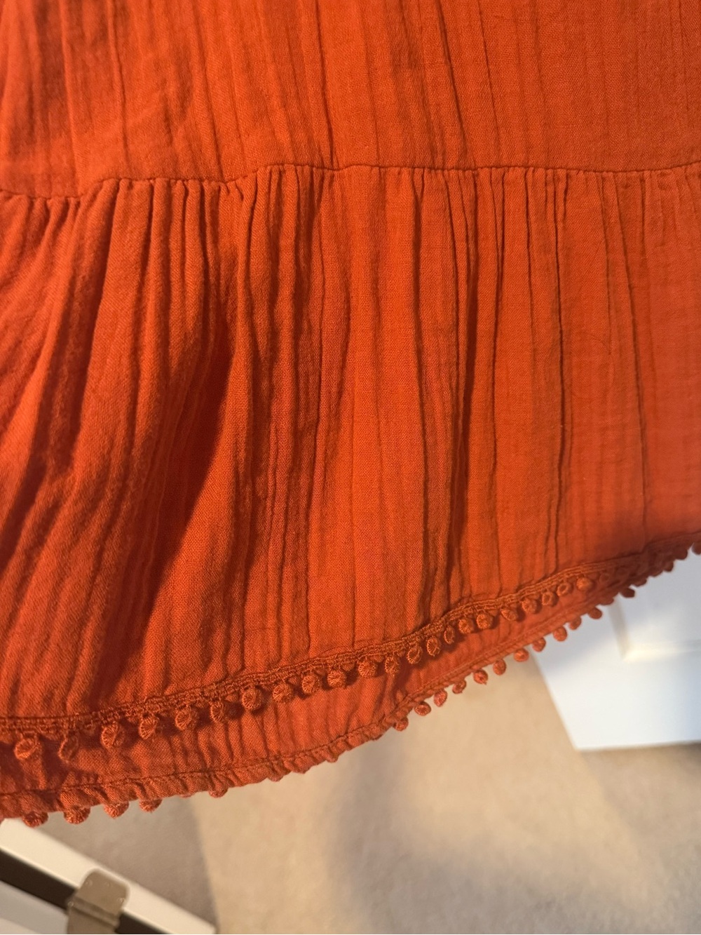 Rust Cotton Maxi Dress with V-Neck & Flutter Sleeves Women’s Size L - Picture 4 of 6
